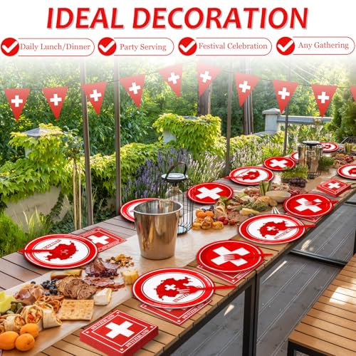 96 Pcs Party Paper Plate and Napkins Supplies Tableware Party Disposable Dinner Dessert Plates for Table decorations,24 Guests - Image 7