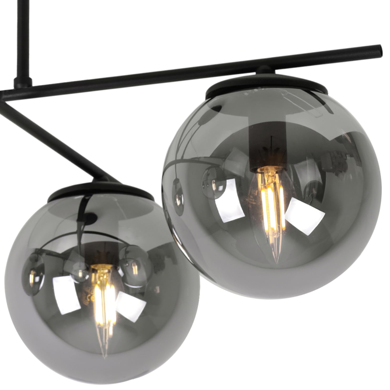 Light-Home Modena wiszący żyrandol - Nowoczesna lampa na sufit - oprawa do sypialni salonu i kuchni w stylu loft nowoczesny - metal i klosz szkło mleczne - E14 z 4 punktami światła - czarny