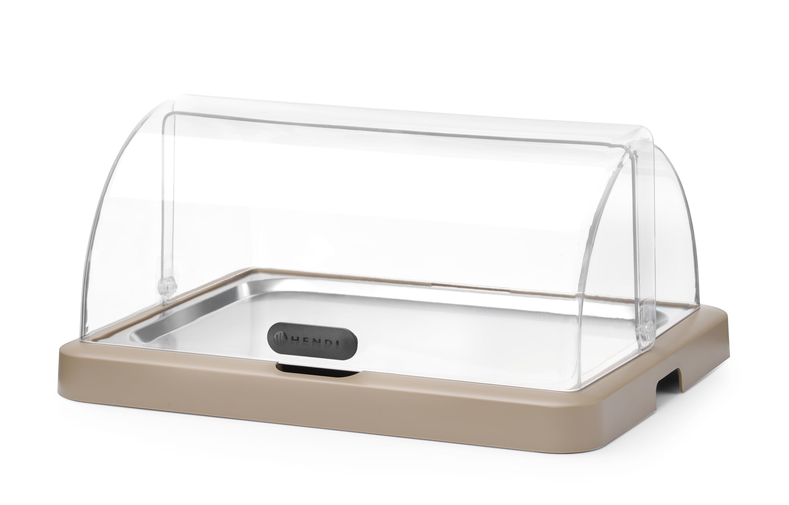 HENDI Espositore buffet refrigerante UNIQ 1 ripiano, Beige | Base e coperchio scorrevole roll-top in ABS, vassoio in acciaio inox, accumulatori di freddo, 460x355x(H)220mm