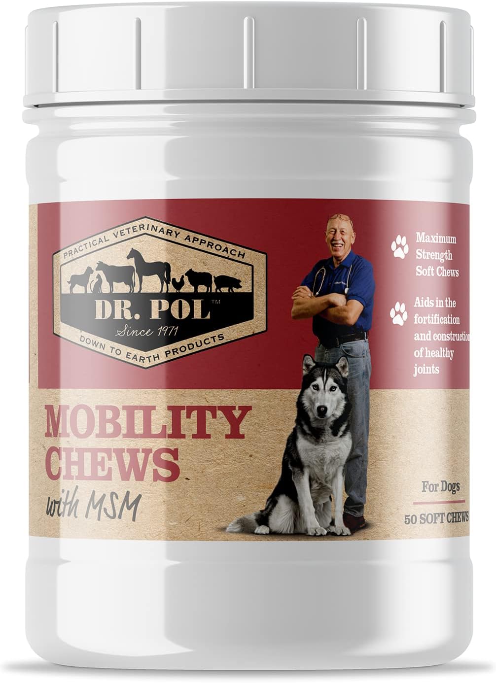 Dr. Pol Mobility Chews with MSM - Glucosamine for Dogs - Hip Joint Supplement for Small & Large Dogs - Chondroitin, Glucosamine MSM for…