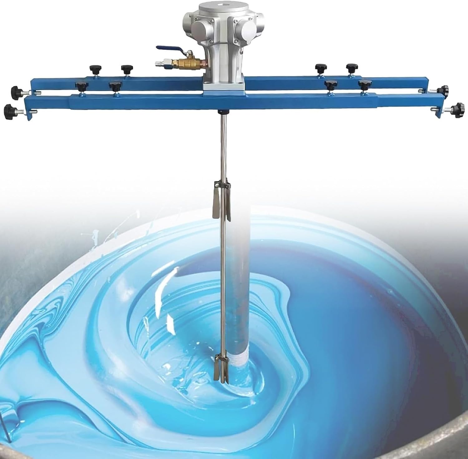 Air Powered Tank Mixer 264 Gallon, 1 HP Folding Blade Commercial Paint Mixing Tool, 0-1300 R/min Adjustable Speed ​​for Paint Plant