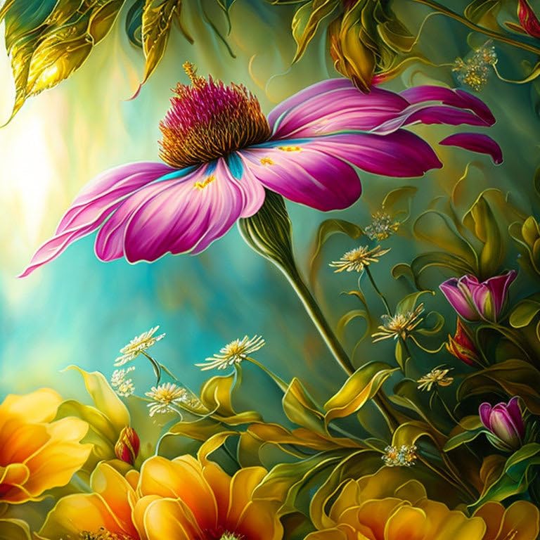 Tableau sur toile 58 x 90 cm fleur métallique brillante décoration murale moderne GerRit
