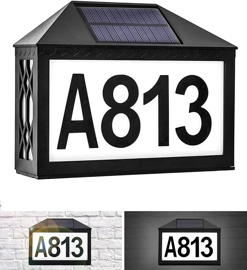 Solar Address Sign,LETOUR House Numbers for Outside Solar