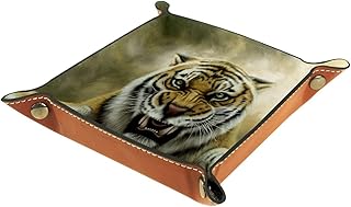 straszny tygrys taca na paradę, składana skórzana taca organizer na stół do przechowywania kluczy monet biżuteria zegarek