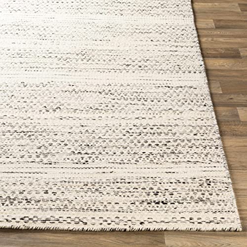 Wooly Natural Fiber Contemporary Living Room Bedroom Runner Rug - Moroccan Farmhouse -%100 Wool - Handmade Handwoven Carpet - Bohemian No Pile - Black, Cream, Beige - 2'6" X 8' #TOP7