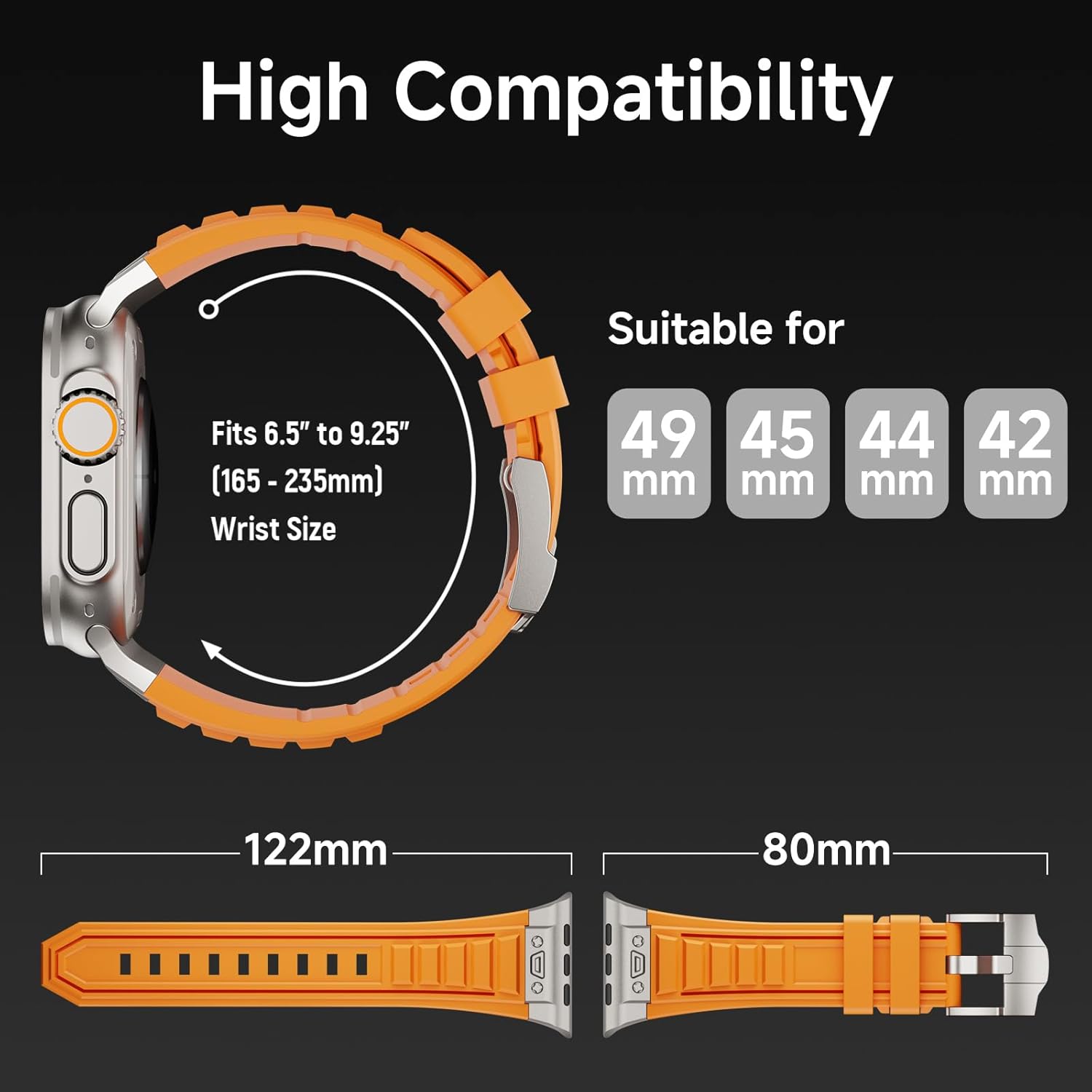 Sport Band Compatible with Apple Watch Ultra/Ultra 2 Band 49mm, Men Luxury Rugged Silicone Rubber Strap for iWatch Series 10 9 8 7 6 5 4 3 2 1 SE 46mm 45mm 44mm