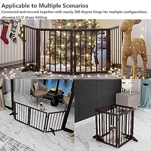   Wooden-Dog-Gate-Foldable-Dog-Fence-Freestanding-4-Panel-Pet-Gates-Freestanding-Folding-Dog-Gates-House-Pet-Gate-for-Dogs-Gate-for-IndoorsExtra-Wide-Dog-Gate-24in-Height-with-2PCS-Support-Feet