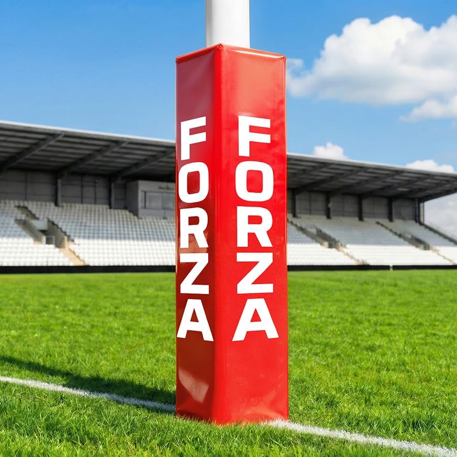 FORZA Rugby Post Protector Pads – 6ft Weather-Resistant PVC Rugby Post Padding with 3in Foam Interior & Hook/Loop Fastening – Pack of 1, 2 or 4