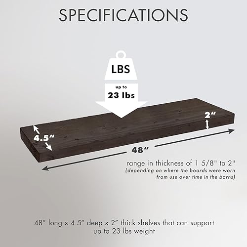 Vista 35 de Urban Legacy - Estantes flotantes hechos de auténtica madera regenerada, moderna, a la moda, madera de granero, hecho por Amish en el condado