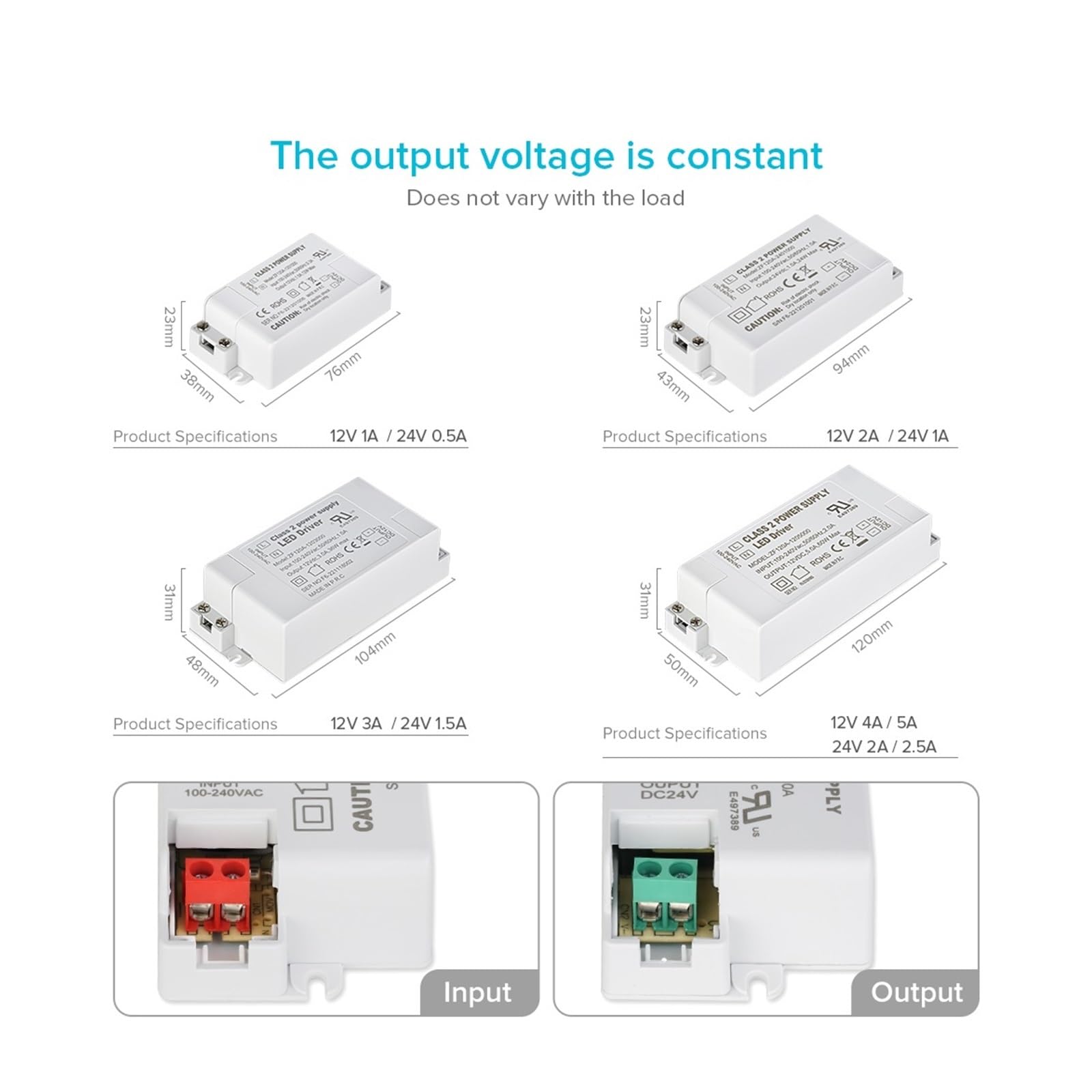 Ściemnialny sterownik LED Zasilacz transformatora, 100/240 AC do 12V DC Do taśm LED Projekty LED o stałym napięciu(12V 4A 48W)