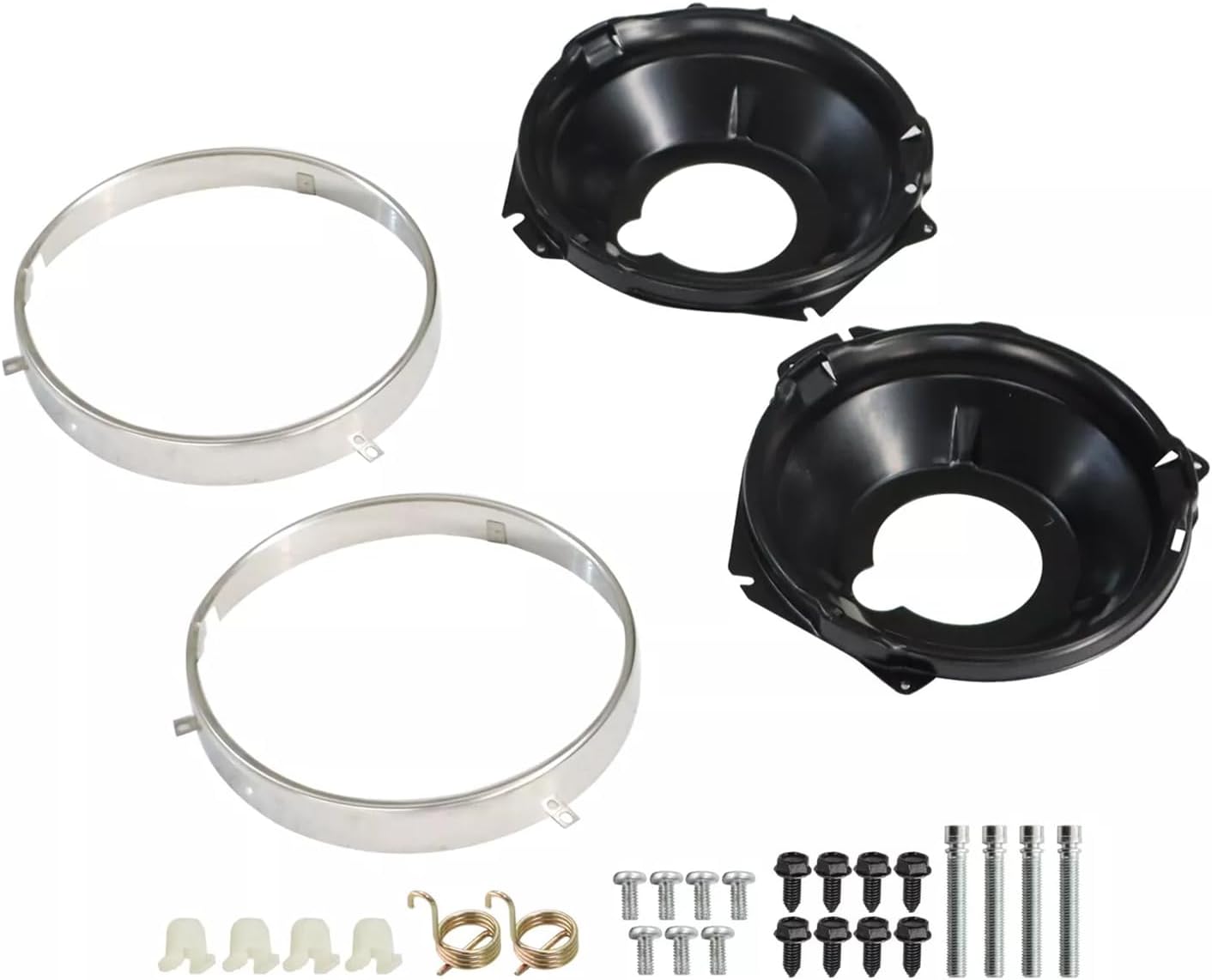 Comprehensive 28Piece Polished Headlight Rings Retainer & Headlamp Bucket Mounting Hardware Suitable for Car Maintenance