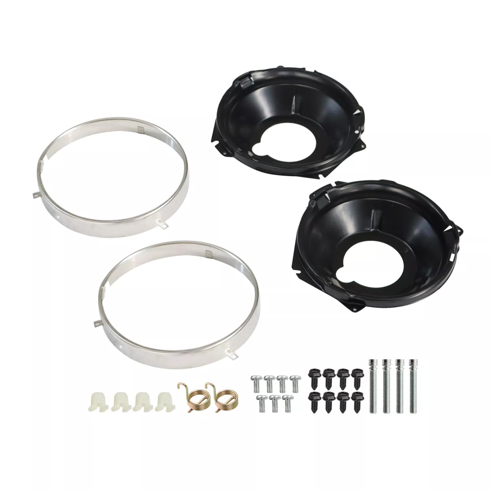 Completa 28 cubos de faros delanteros y anillos de retención con juego de montaje de acero inoxidable para restauración de automóviles