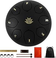 Vista 5 de Tambor de Lluvia Chime - Tambor de lluvia de 8 notas de 6 pulgadas para jardín exterior, con bolsa, libro de música, baquetas, soporte para mazo