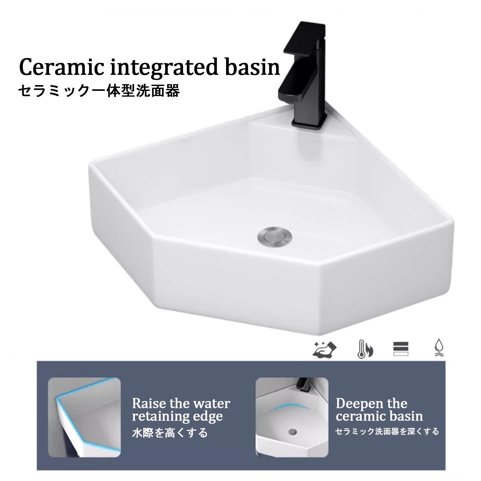 Mobile Bagno Lavabo Angolare con Lavabo da Appoggio Lavello Bagno con Mobile Lavandino da Casa Lavabo di Utilità con Scarico E Rubinetto Mobile Bagno Sospeso,for Bagno,Lavanderia