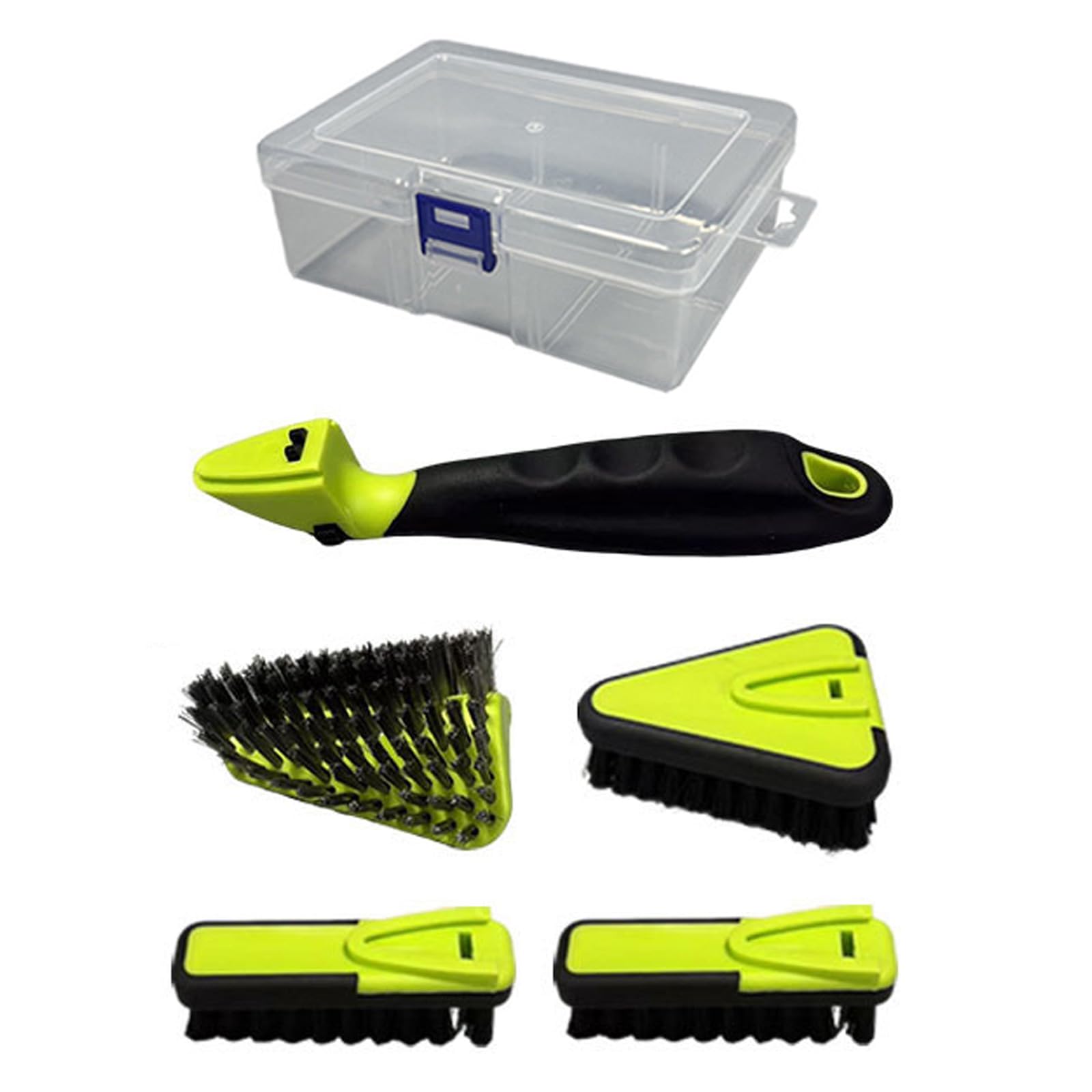 Highly Density Bristle Brush with Interchangeable Steel and Soft Heads for Stubborn Grime Includes Ergonomic Handle Brush Set