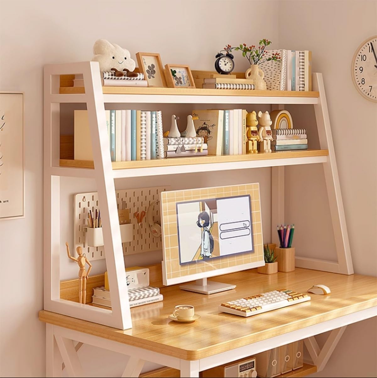 Organizer da scrivania per dormitorio, libreria da scrivania salvaspazio, supporto da scrivania per computer con scaffale, piccolo organizer da scrivania per studenti, camera da letto, casa