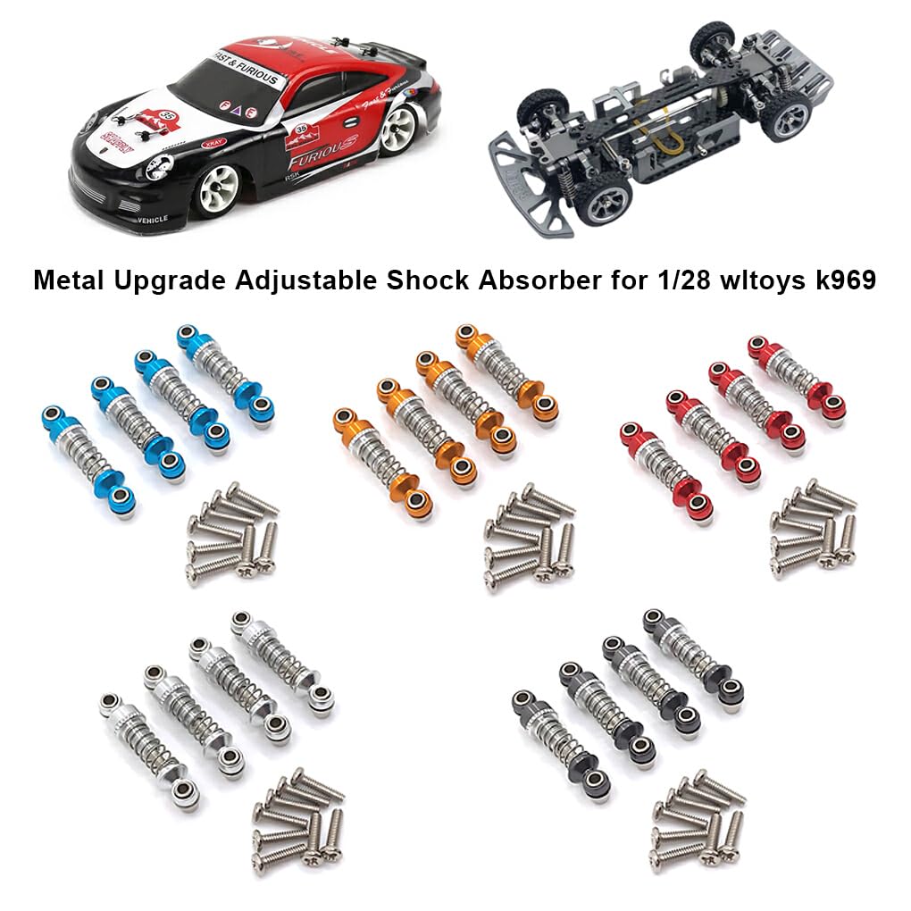 ShareGoo - Ammortizzatori in metallo RC K989-43, compatibili con WLtoys 1/28 K969 K979 K989 K999 P929 On-Road RC auto aggiornate (blu