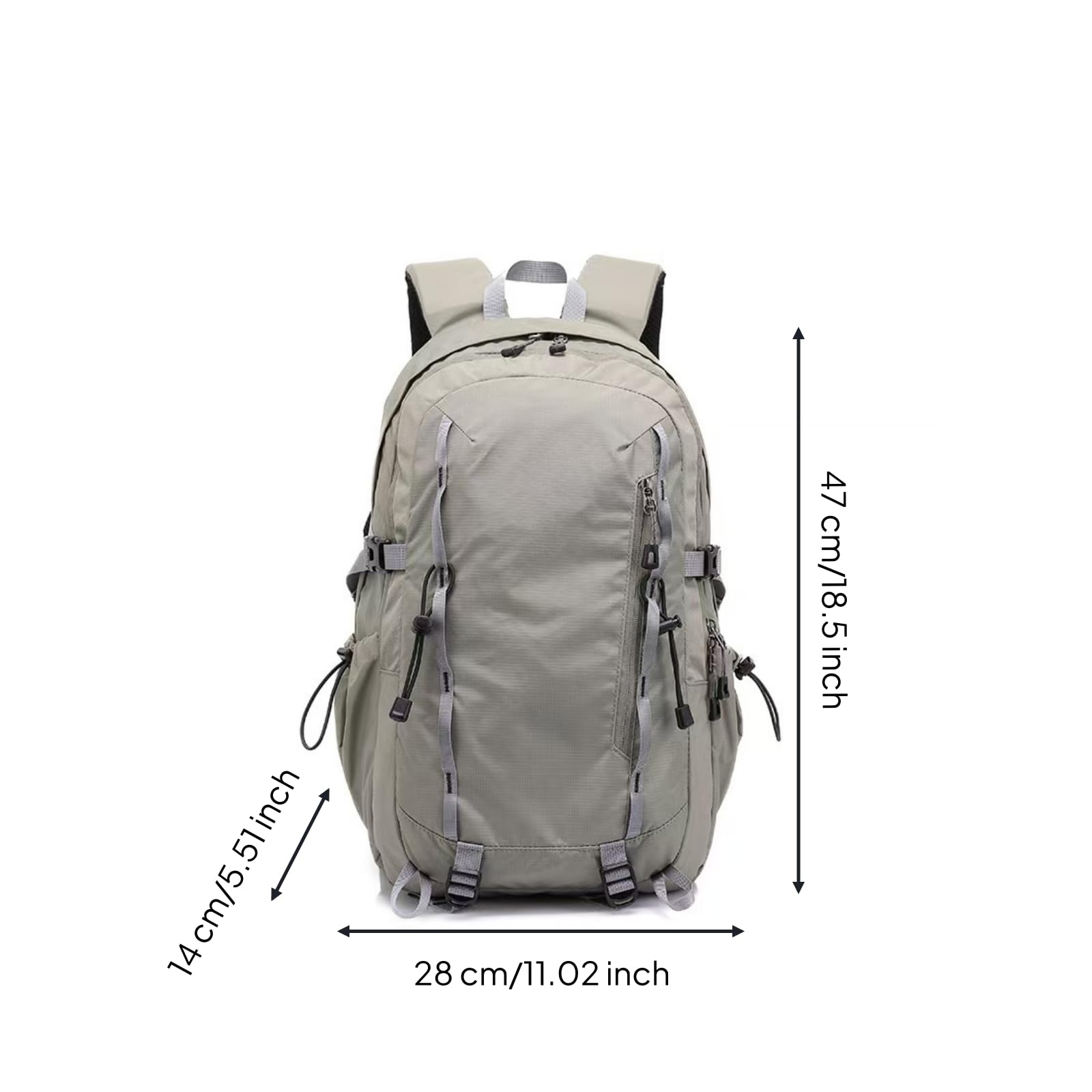 rockible Zaino da Trekking Zaino Escursionismo Zaino Montagna Zaino da Viaggio in Nylon E Poliestere con Spallacci Imbottiti Cinghia Pettorale Tasche Laterali, Array, Grigio-bianco