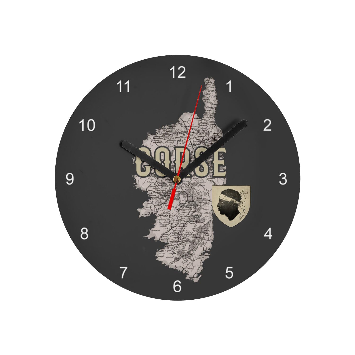 Horloge Murale Verre Corse d'Exception - Carte Rare Bastia Noire Vintage 20cm