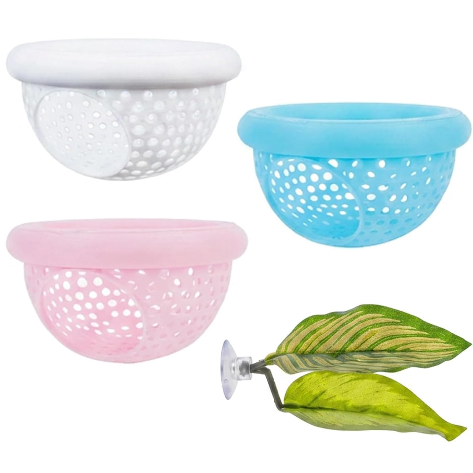 suction 3 PCS Betta Hammock and Betta Bed, Comfortable Resting Spots, 3 Fish Loungers and 1 Plant, Blue Pink White Colour Combination