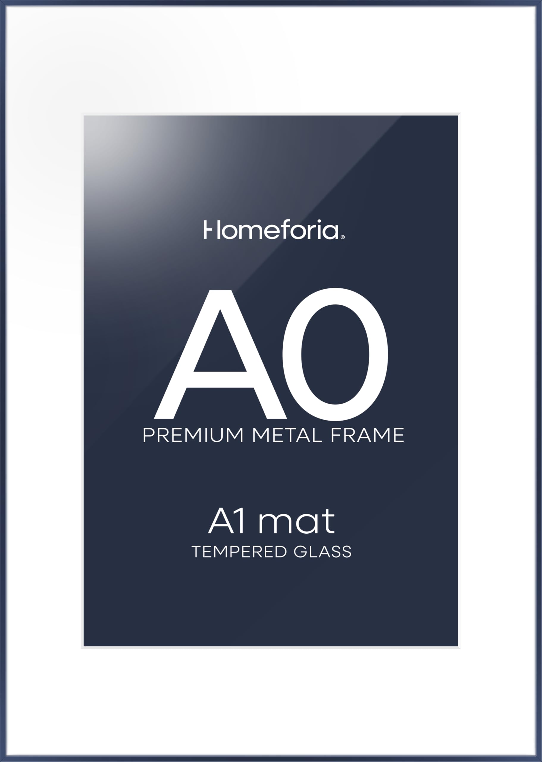 Homeforia A0 Blue Poster Frame, High-End Metal, A1 Mat, Glass | High End Aluminum, Tempered Glass, Acid-Free A1 Removable Mat, A0 Edge-to-Edge Display, Wall Kit, Set Of 1