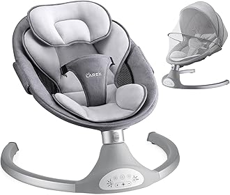 LAREX Baby Swing Infant Swing Electric Toddler Baby Rocker Portable for Newborn Boy Girl, 5 Sway Speeds with Remote Control, 10 Preset Melodies and Bluetooth, 0-6 Months Max 20 Lbs (Gray)