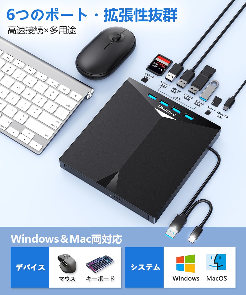 Nexmora ブルーレイドライブ 読取/書込可 USB3.0＆Type-C Amazon.co.jp: ブルーレイドライブ 外付け 【Type-C対応・薄型多