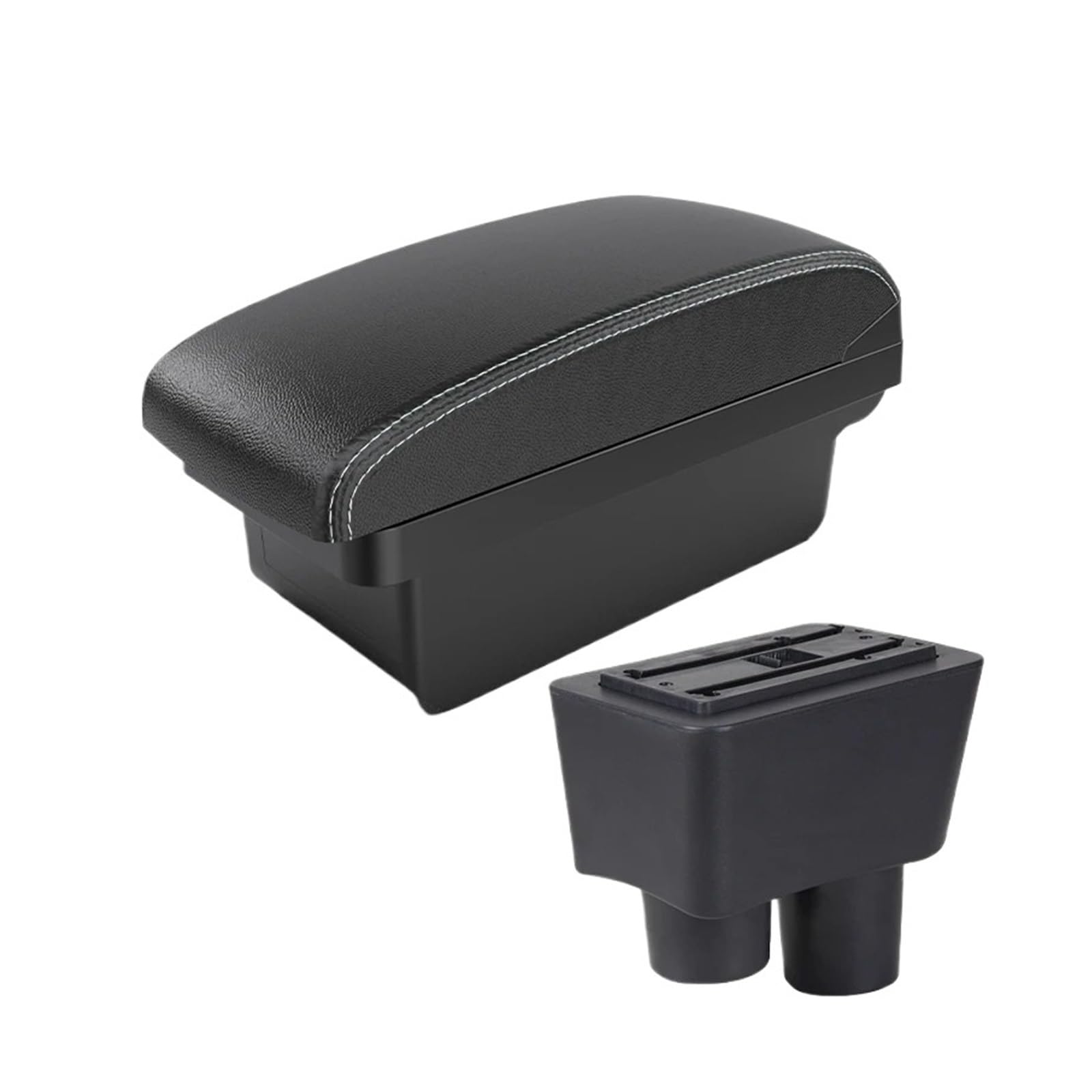 UMDJJU For Nissan For Almera For Versa Armrest Car Box Storage Interior Dedicated Retrofit Accessories Car Centre Console Armrest Box(A3 Black white NOUSB)