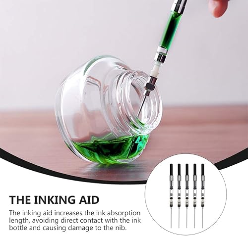 Miniatura 6 de Llenador de tinta de pluma estilográfica: 6 piezas de relleno de absorción auxiliar de tinta con pluma estilográfica de metal, herramienta de