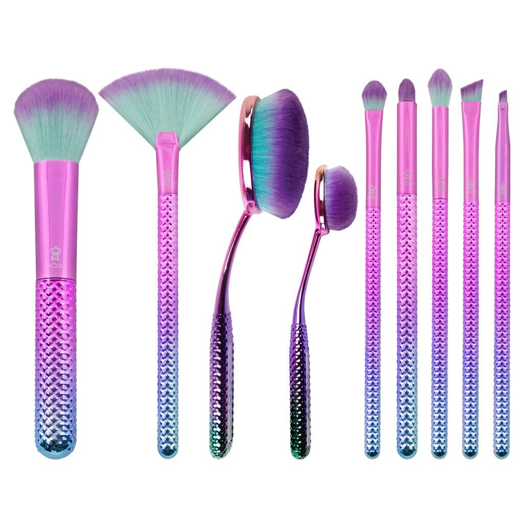Moda Royal & Langnickel Full Size Prismatic Deluxe Gift 10pc Makeup Brush Set Pouch, Foundation, Contour, Powder