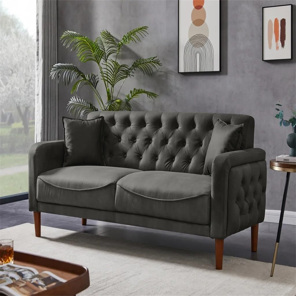 PU Leather Sofa Bed Loveseat 3P Seat Tufted Button Living Room Sofa