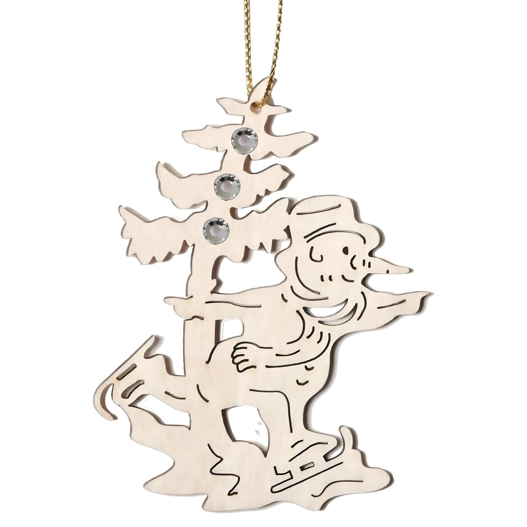 Dolfi | Santa Claus with Ice Skates with Swarovski Crystals | Hand-Painted Wood in Val Gardena | Religious Item