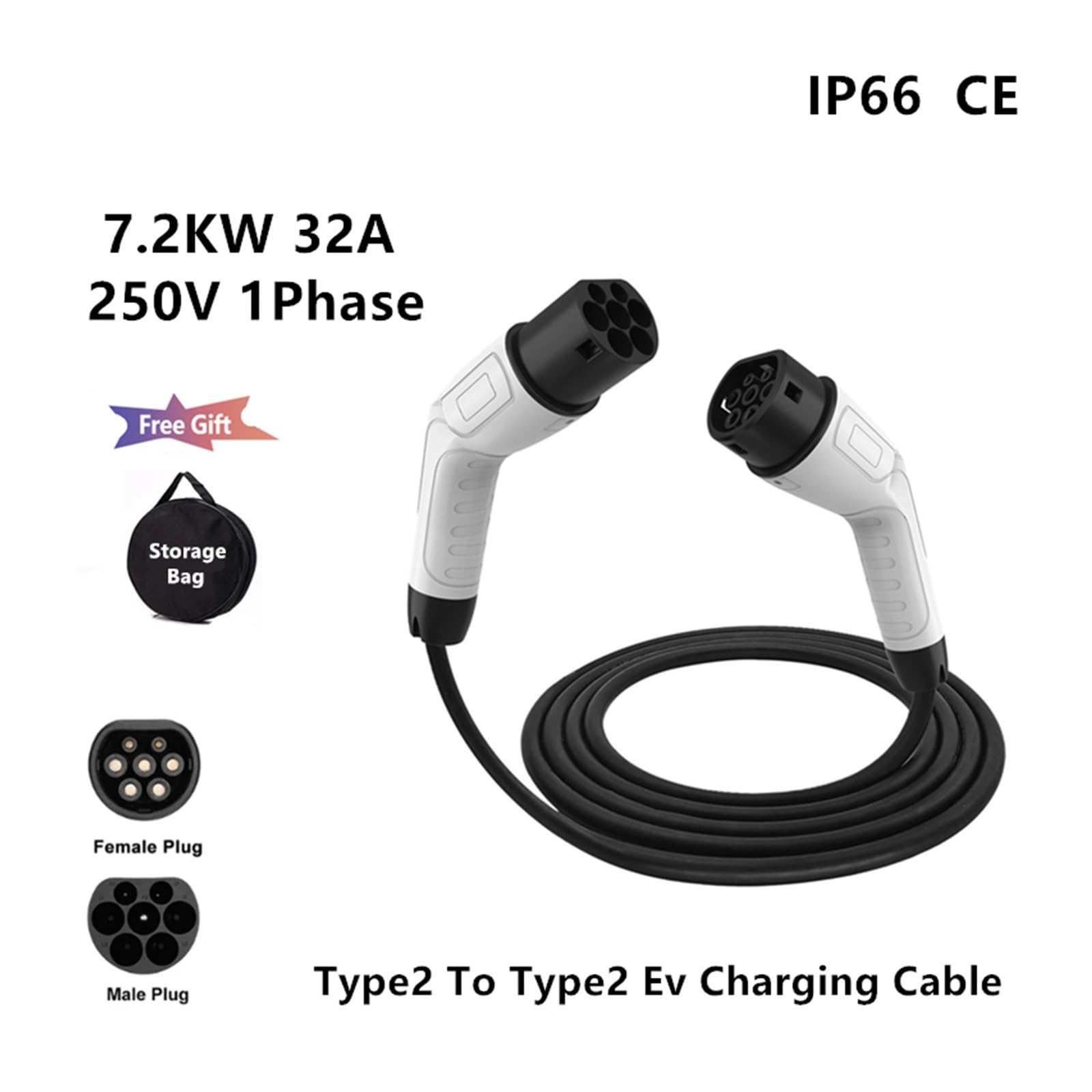 HiEVcar Type 2 Charging Cable EV 22KW 32A Car Electric Cable Three - View #9