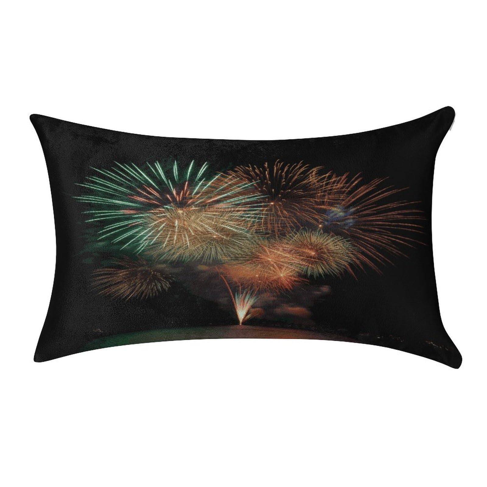 FekiLoot Fireworks Pillow Covers Luxury Velvet Oblong Pillowcases Rectangular Throw Pillows Case Decorative Velvet Cushion Covers Ultra Soft Lumbar Pillow Shells 12 X 20 in