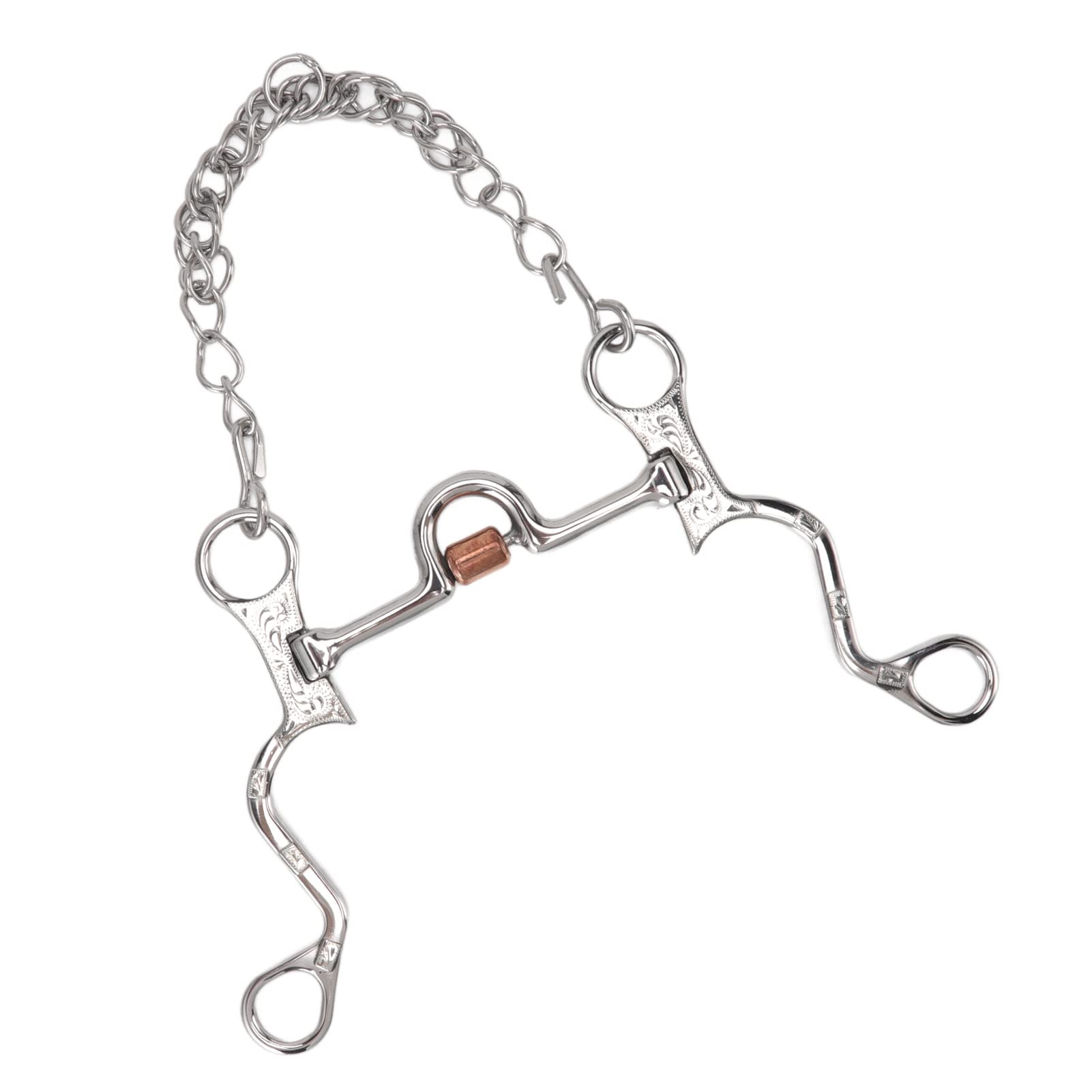 Mordacchia a Bocca di Cavallo da 120 mm, mordacchia in Acciaio Inox con Catena per l’addestramento equestre, mordacchia Resistente alla ruggine con Finitura Lucida e levigata per