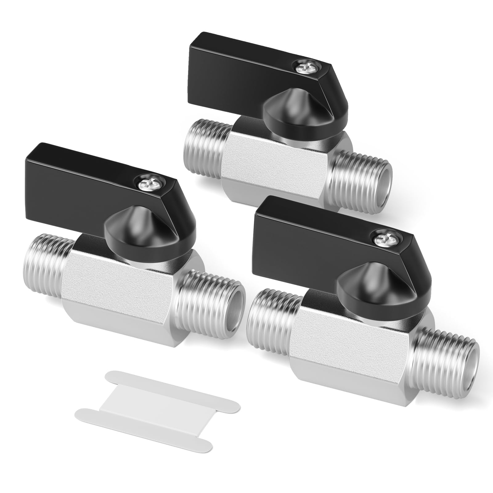 GASHER 3PCS 3/8"MNPT Nickel Plated Brass Mini Ball Valve