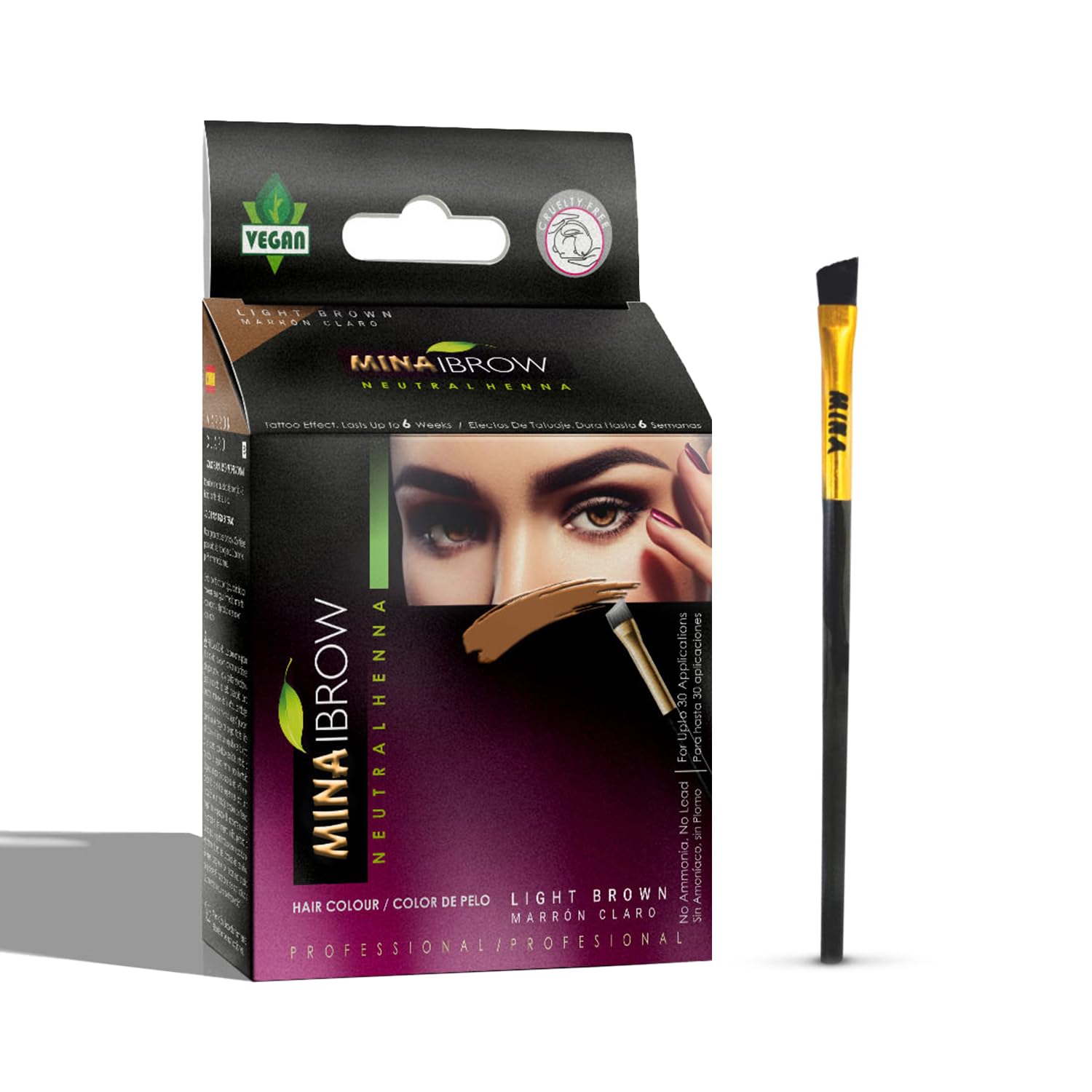 MinaiBrowTint Kit Light Brown | Natural Spot Coloring Brow Powder with Brush for Tinting | Water & Smudge Proof Instant Brow Dye, 100% Gray Converge, Ammonia Free