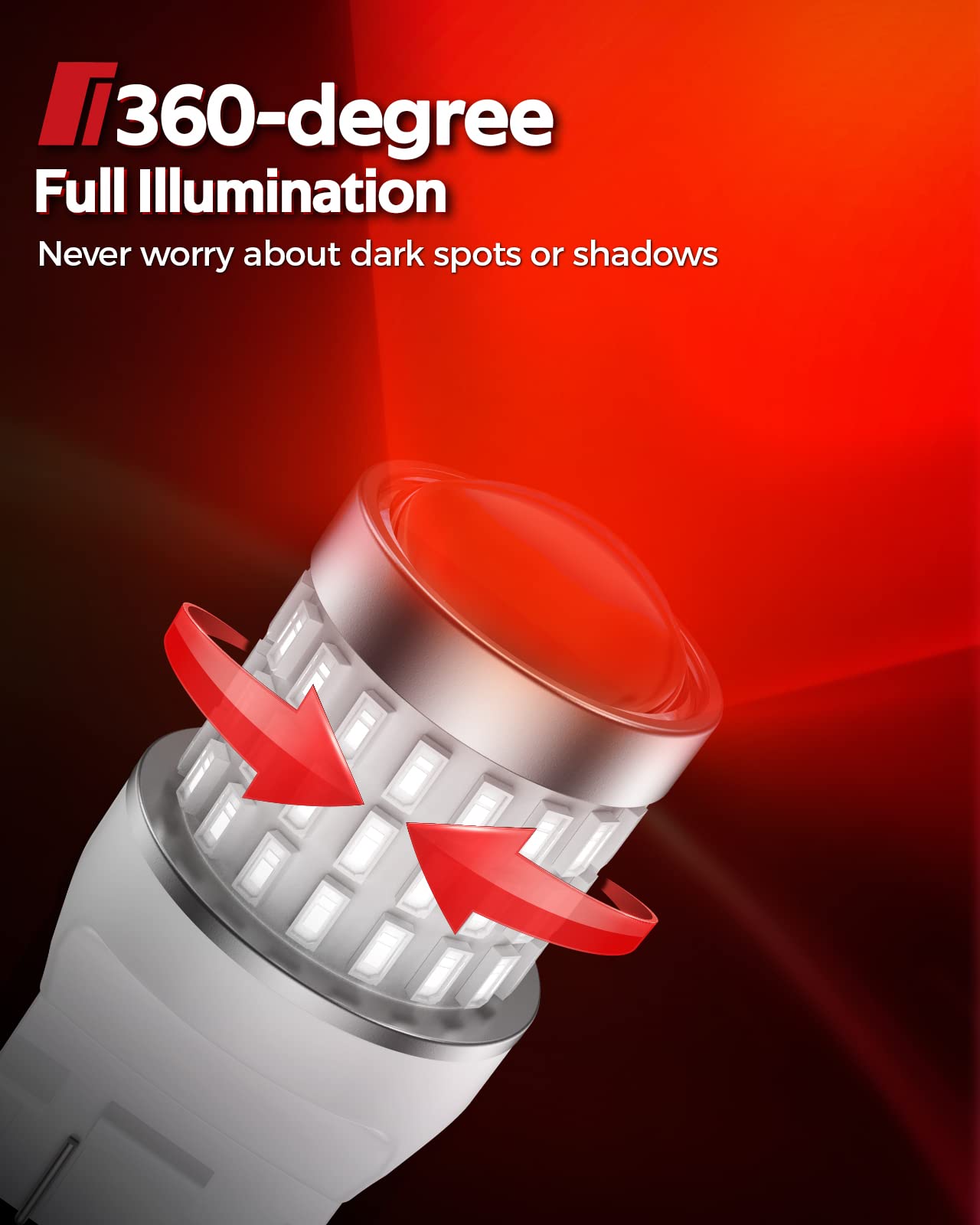 Xotic Tech 7443 LED Red Brake Stop Tail Light Bulbs - 2 Pack, 12V, Direct Replacement For 7440 7441 7444