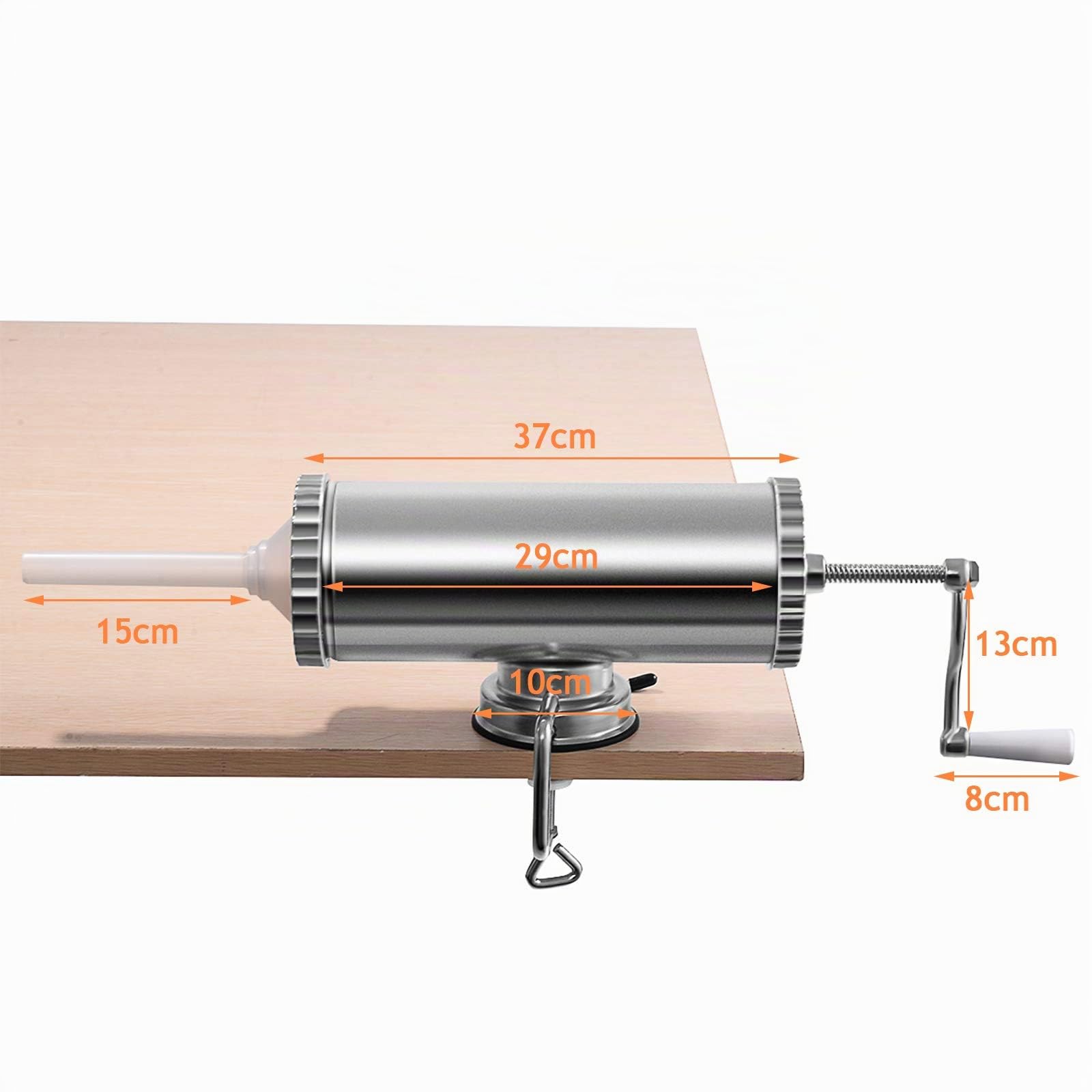 DREAMADE Poussoir à Viande Horizontal/Vertical, Machine à Saucisses Manuel avec 3 Tubes(15mm,19mm,22mm), pour Cuisine, Restaurant ou Cantine (Horizontal, 2,4 L)