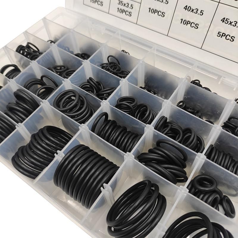 Generic 1225Pcs Nitrile Rubber O Ring Kit O Rings Assortment Kit Set Sealing Washer NBR O-Ring Assortment O Ring Rubber - (Color: Black)
