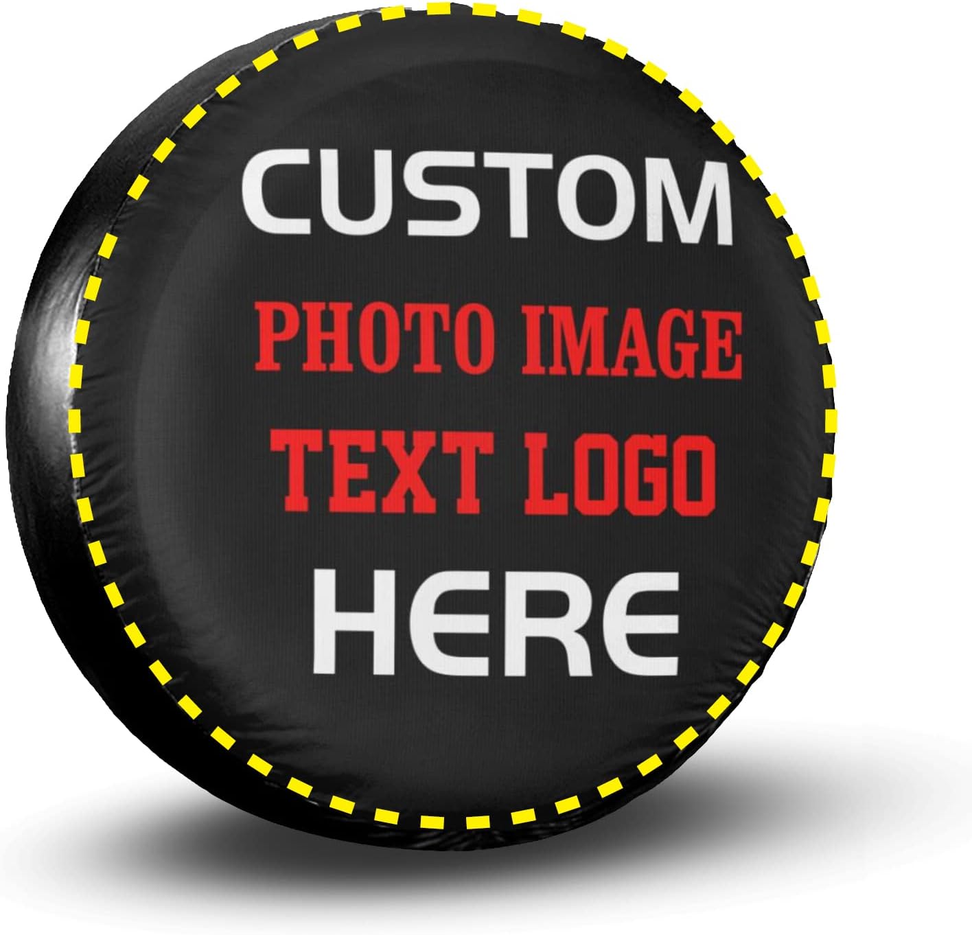 Custom Spare Tire Covers, Design Your Own Personalized Text Image, Customized Spare Tire Cover Waterproof Dust-Proof Tire Protectors for Jeep Camper Truck Travel RV SUV Universal All Vehicles