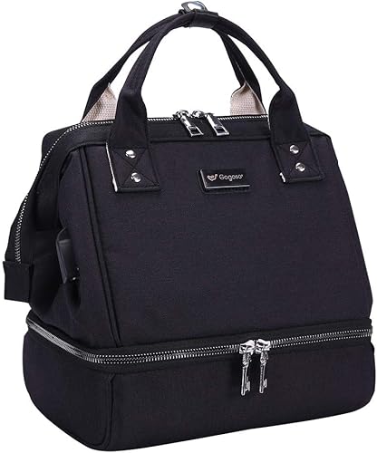 GOGOSO Mini bolsa para extractor de leche Bolsas de pañales pequeñas negras con bolsillo enfriador para mamá de trabajo (no incluye paquete de