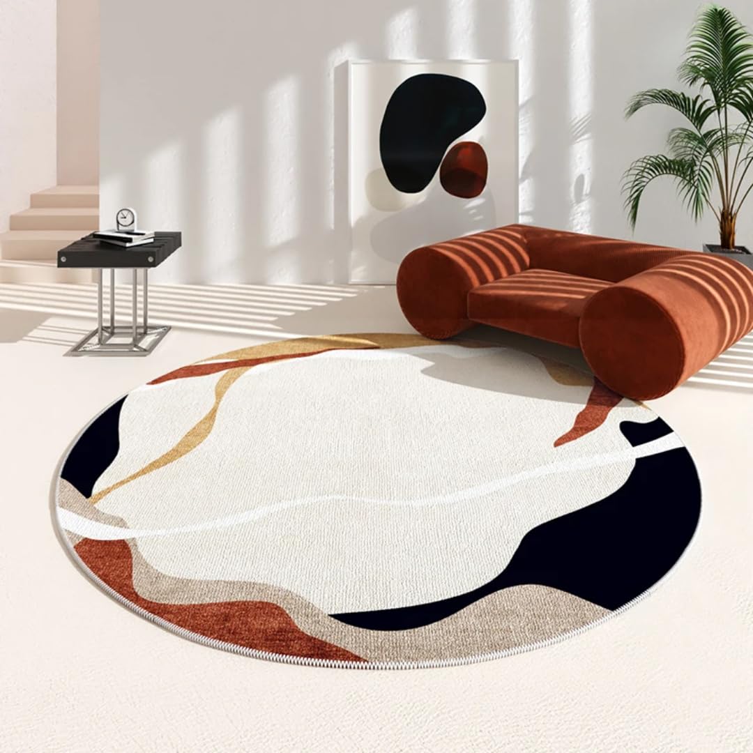 Tapis irrégulier lavable moderne et épais pour décoration de salon rond