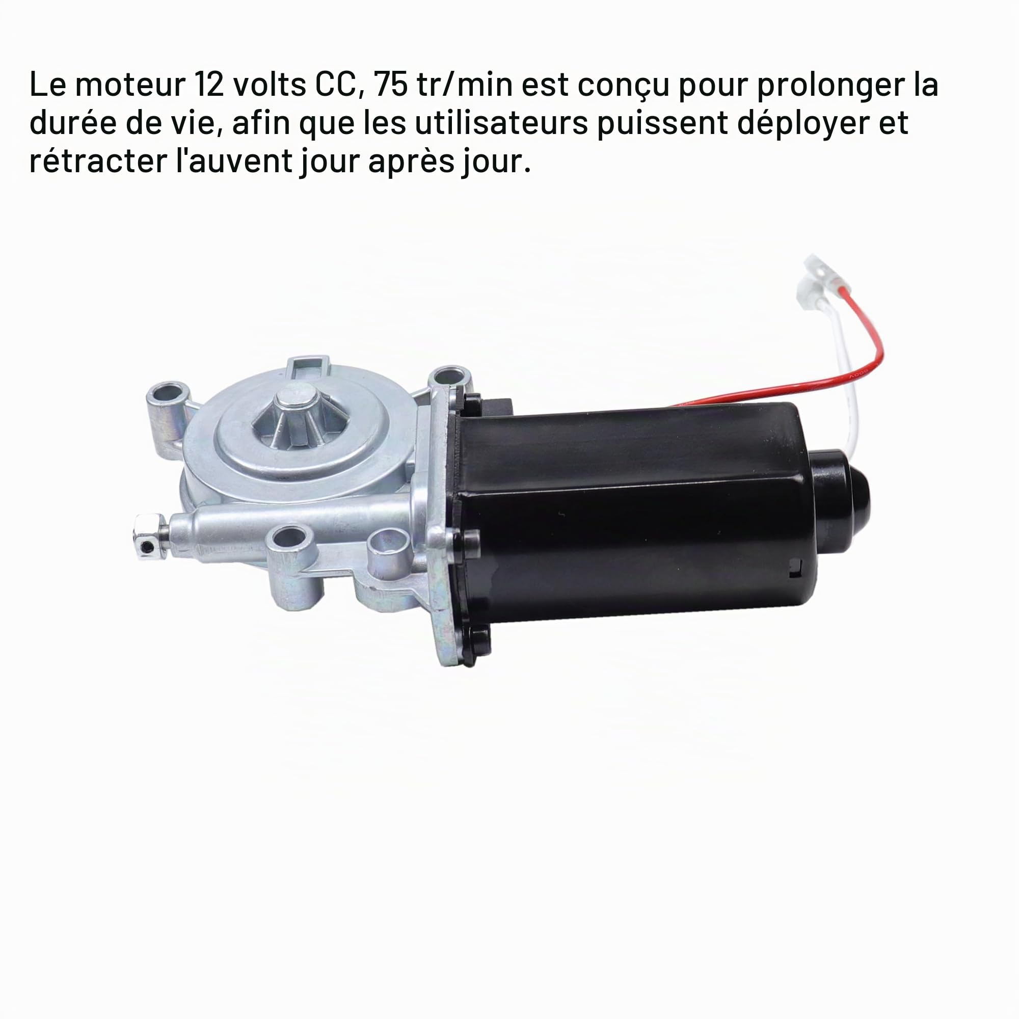 266149 Moteur de rechange universel pour auvent de camping-car 12 V CC 75 tr/min compatible avec les auvents électriques Solera, y compris les assemblages plats, inclinés et courts