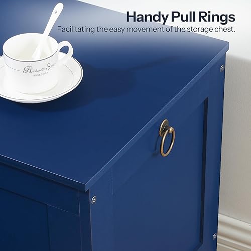 Miniatura 49 de HOOBRO Caja de juguetes, baúl de almacenamiento de aspecto de madera retro con bisagra de seguridad, banco de almacenamiento de entrada soporta 220