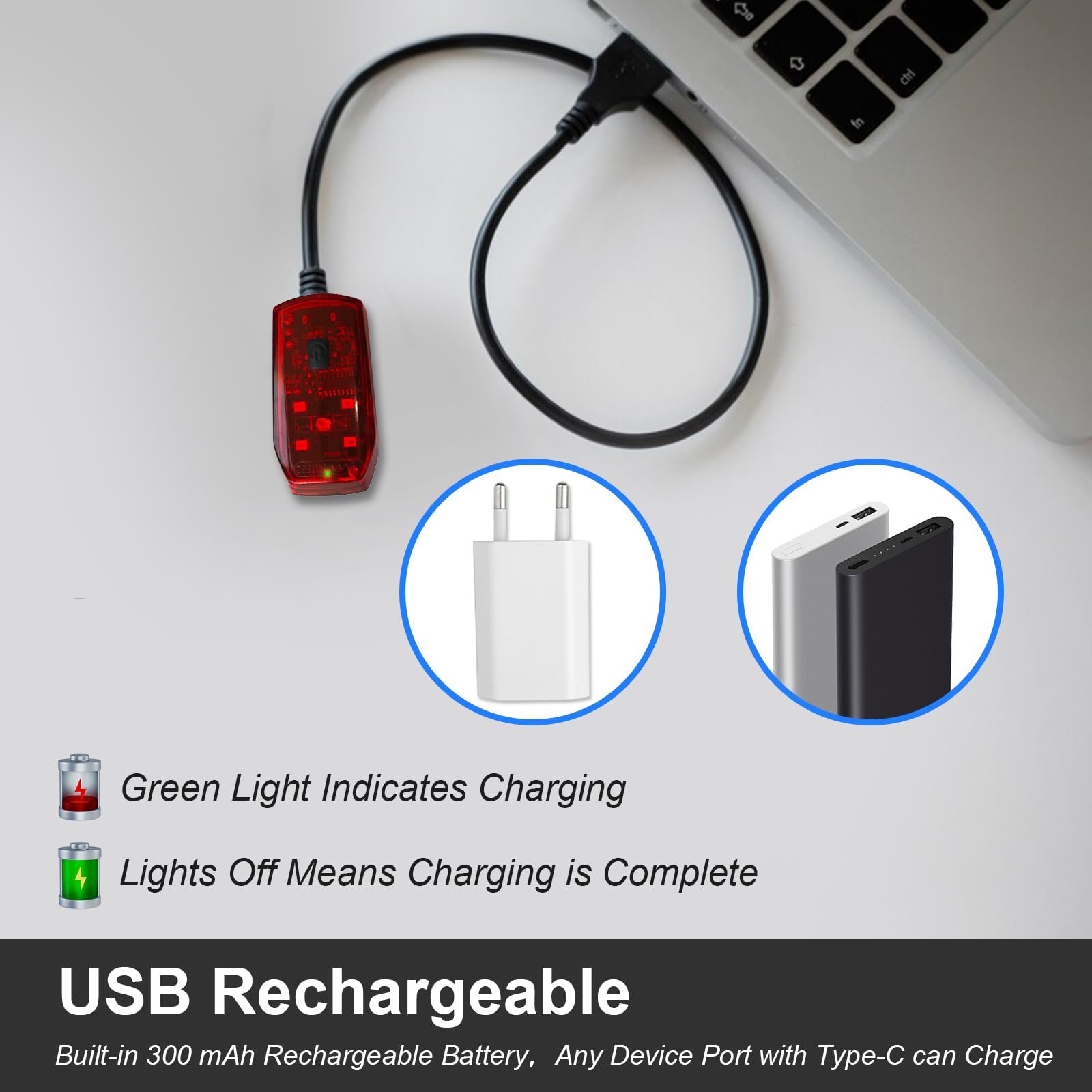 Ainiv Luci Posteriori Per Bici Con Sensore Di Frenata, USB-C Ricaricabile, Staffe Per Sella E Reggisella, Accensione/Spegnimento Automatico, Impermeabile IPX6