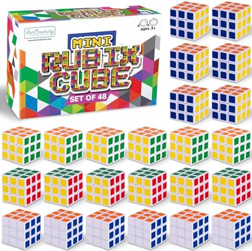 Amazon.com: ArtCreativity 48 Pack Mini Rubix Cube Set - Bulk Rubix ...