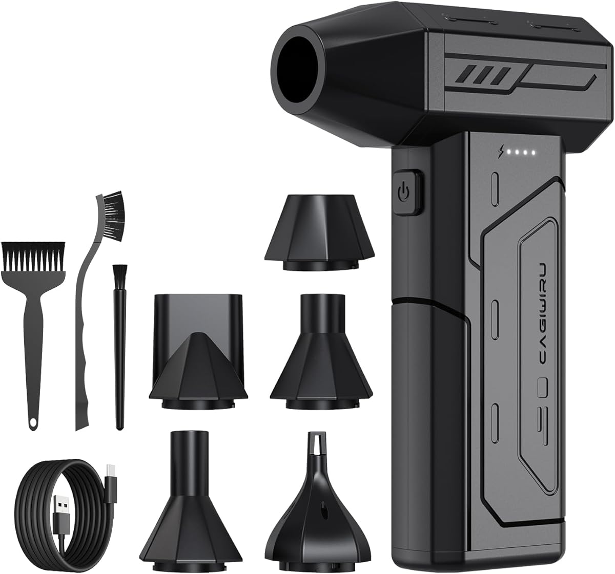 Compressed Air Duster,130000RPM Super Power Cordless Air Duster,Rechargeable Brushless Blower,3 Gear Adjustable Mini Blower with LED Light,Dust Remover for Computer/House/Outdoor/Car