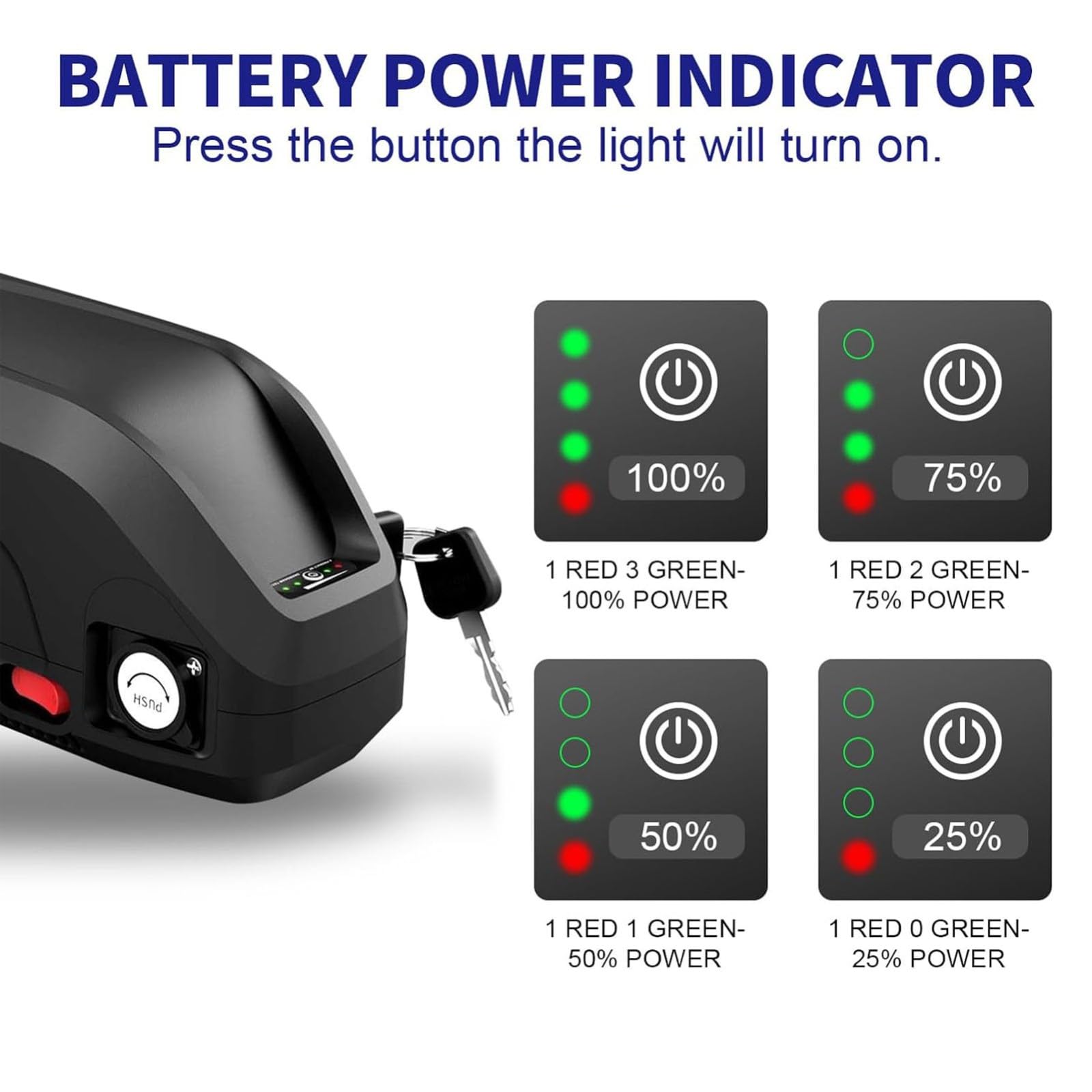 Batterie Lithium-ION Étanche 48 V 16 Ah pour Vélos Électriques, avec Protection BMS Et Antivol, Amovible Et Fournie avec Chargeur pour VTT Et Vélos De Ville Électriques.