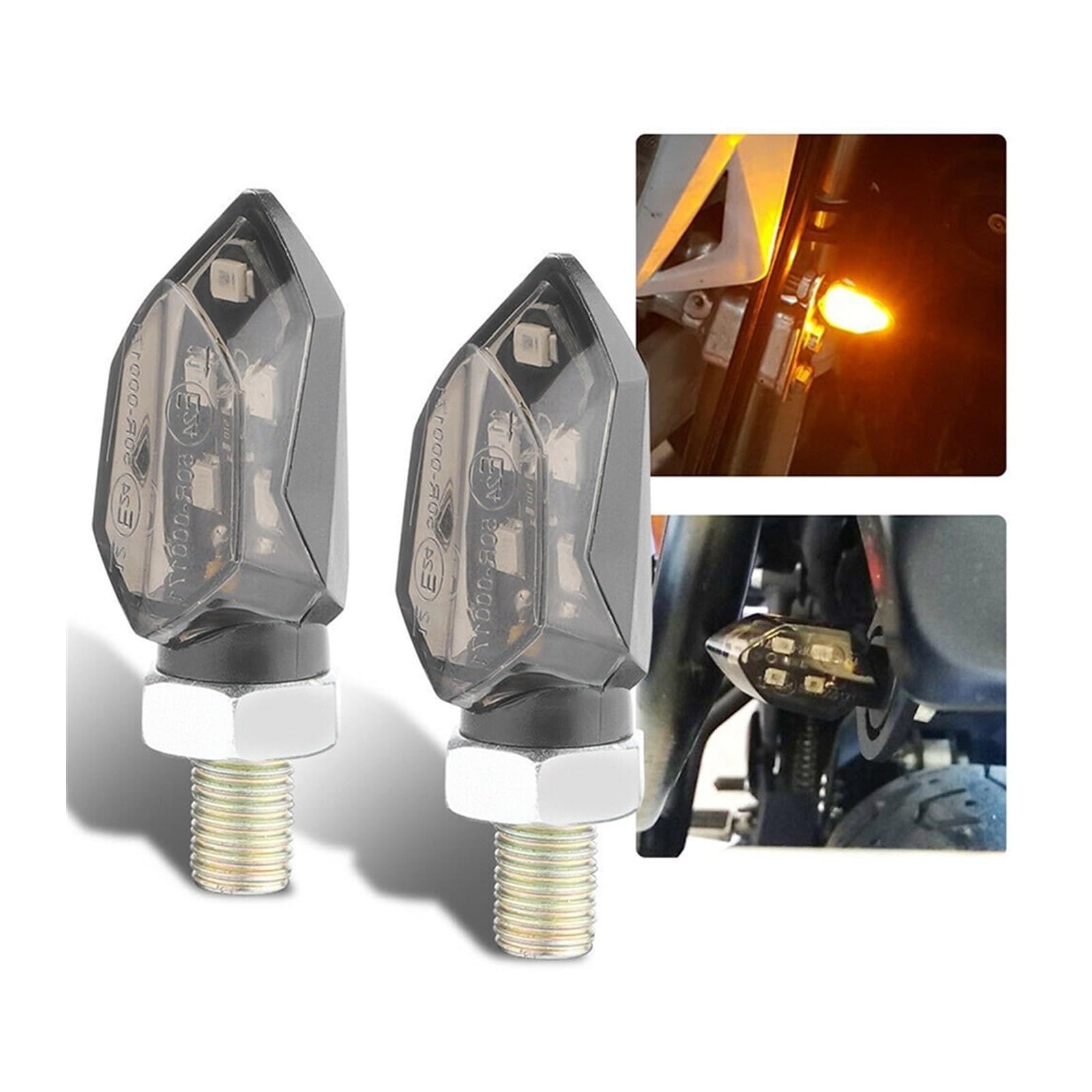 Genérico Intermitentes de moto señal de giro 1 par para la mayoría de las motocicletas LED de para giro para luz de señal 12V intermitentes ámbar indicador intermitente para lámpara de señal